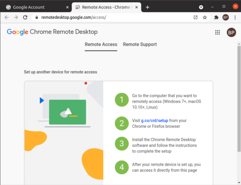 google chrome remote desktop settings